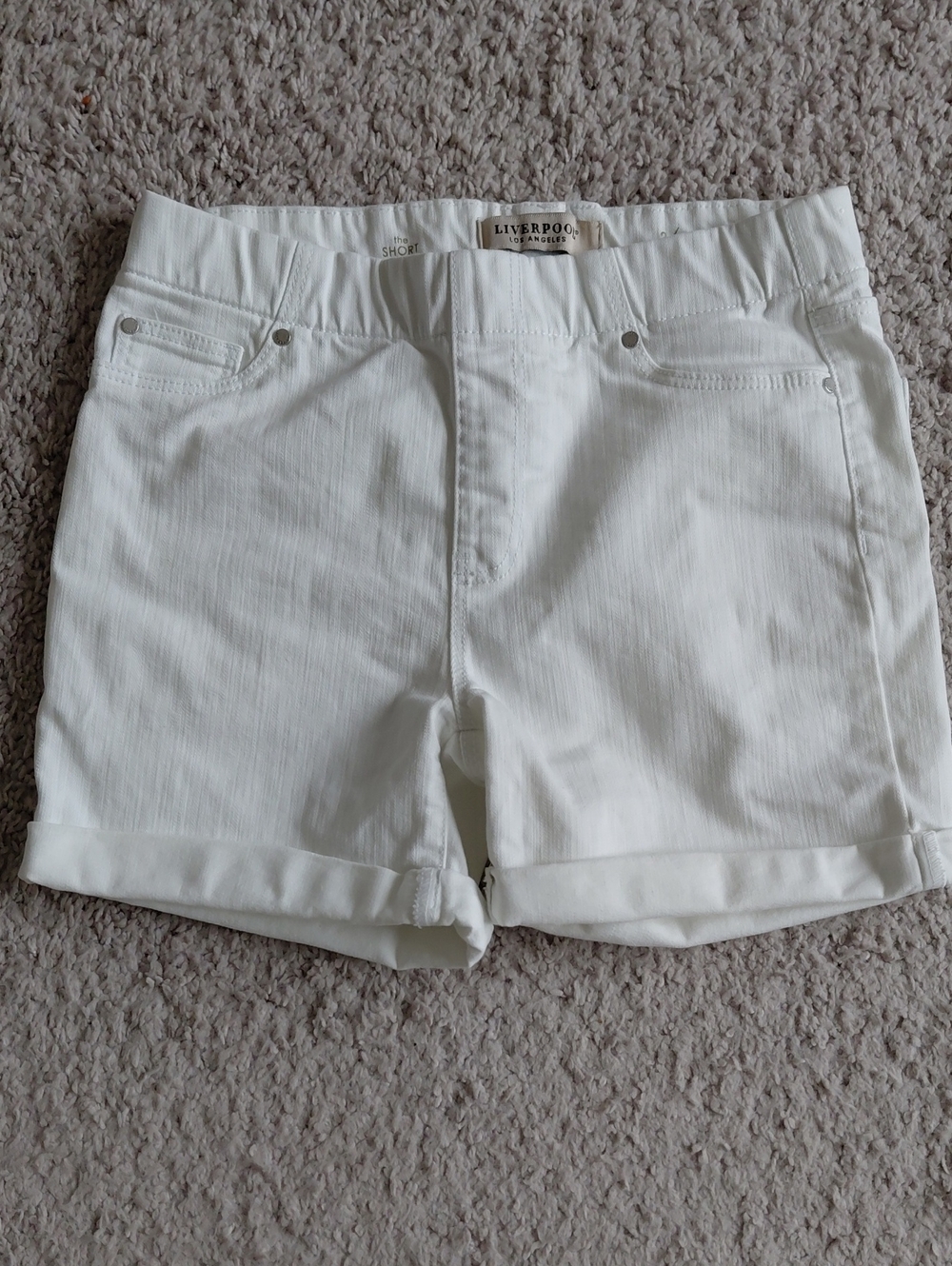 Liverpool White Cuffed Women's Jean Shorts